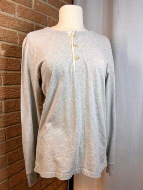 Abercrombie & Fitch long sleeve henley top in grey - Small